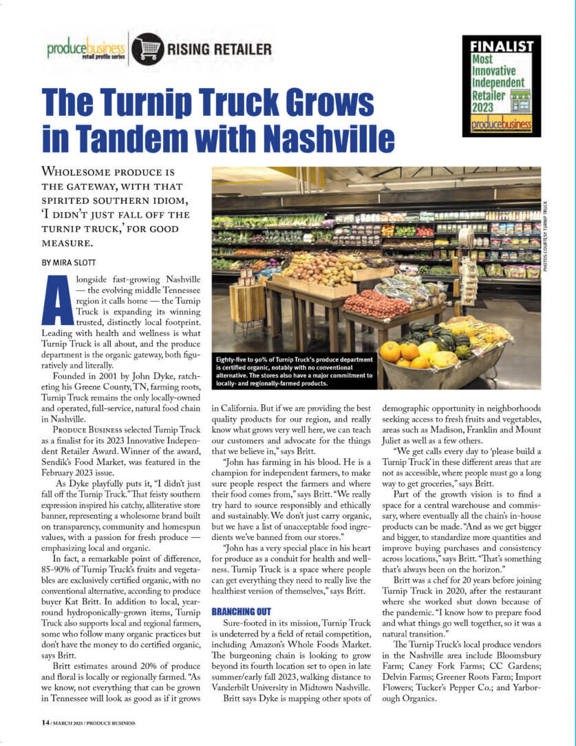 Turnip Truck Grows in Tandem with Nashville The Turnip Truck Nashville
